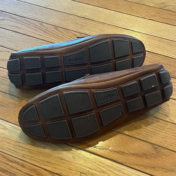 Aldo Men's Brown Leather Moccasin Driving Loafers Size 9.5 - Picture 8 of 8